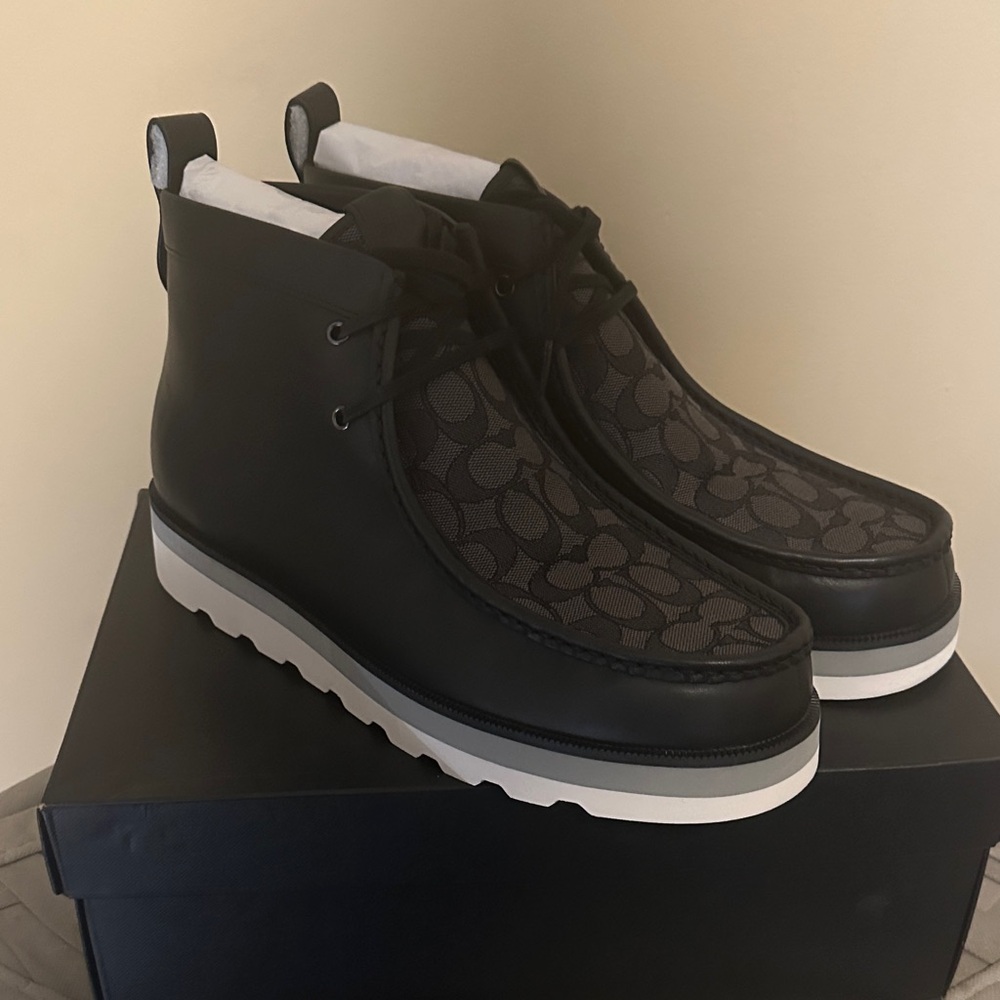 Coach Black and Gray Patterned Chukka Boots